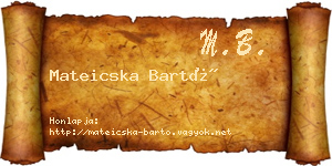 Mateicska Bartó névjegykártya